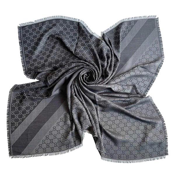 Khăn Quàng Cổ Nữ Gucci Logo GG Square 140x140cm Scarf Màu Xám Đen - Thời trang - Vua Hàng Hiệu