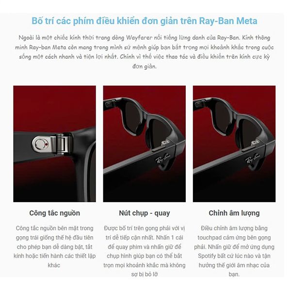 Kính Mát Thông Minh RayBan Meta Glasssses Wayfarer Thế Hệ 2 Màu Đen - Kính mắt - Vua Hàng Hiệu