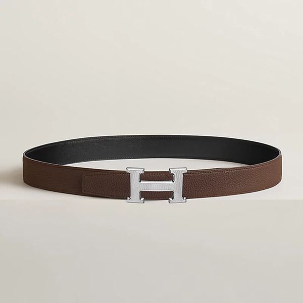 Thắt Lưng Nam Hermès H Guillochee Belt Buckle & Reversible Leather Strap 32mm Màu Đen Nâu Size 85 - Thắt lưng - Vua Hàng Hiệu