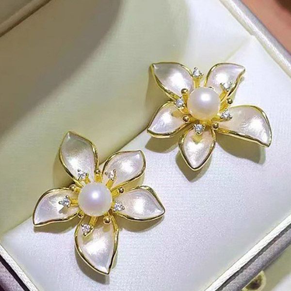 Khuyên Tai Nữ Kya Jewel Blooming Pearl PE35 Màu Vàng Trắng - Trang sức - Vua Hàng Hiệu