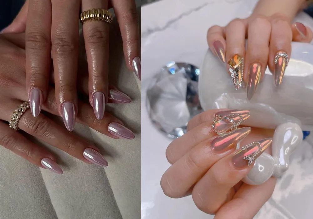 100+ mẫu nail tráng gương ngọc trai sang chảnh, siêu hot hiện nay
