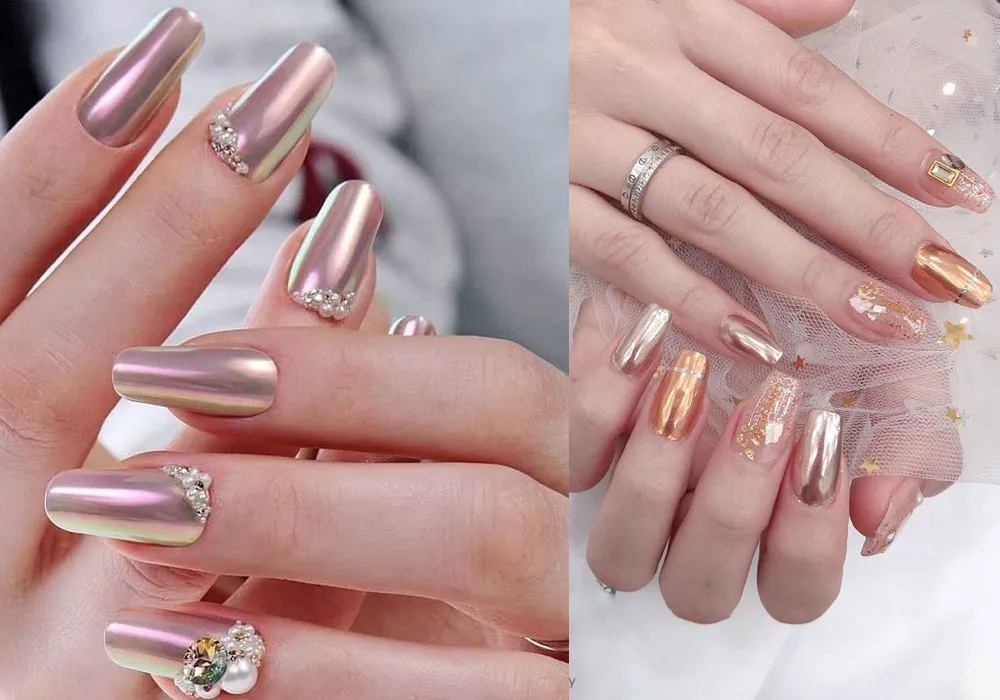 100+ mẫu nail tráng gương ngọc trai sang chảnh, siêu hot hiện nay