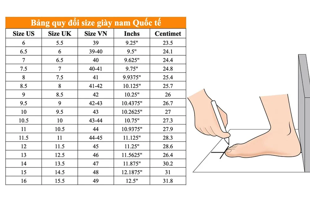 Chân 26cm đi giày size bao nhiêu? Cách gợi ý lý tưởng size giày chuẩn
