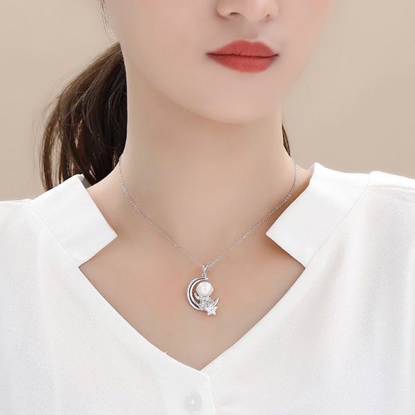 Dây Chuyền Nữ Lili Jewelry Ngọc Trai Phi Hành Gia Mặt Trăng LILI_996438 Màu Bạc - Trang sức - Vua Hàng Hiệu