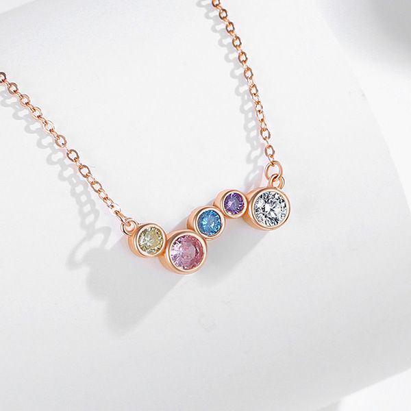 Dây Chuyền Nữ Lili Jewelry Bạc Đính Đá CZ Hình Cầu Vồng Colorful Rainbow LILI_125699 Màu Vàng Hồng - Trang sức - Vua Hàng Hiệu