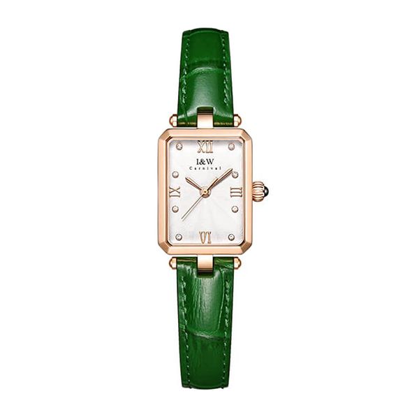 Đồng Hồ Nữ I&W Carnival Leather Strap Quartz IW631L-DD (IW631L4) Màu Xanh Lá Phối Vàng Hồng - Đồng hồ - Vua Hàng Hiệu