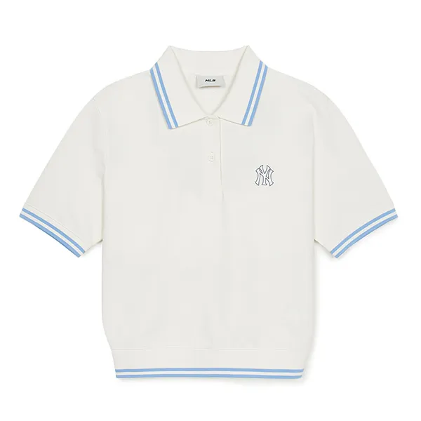 Áo Polo Nữ MLB Basic Crop Polo New York Yankees 3FPQB0253-50IVS Màu Trắng Kem Size S - Thời trang - Vua Hàng Hiệu