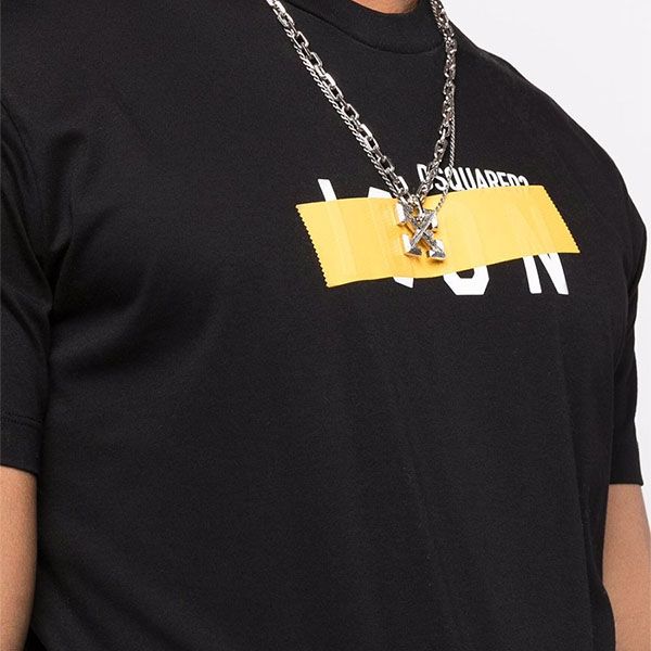 Áo Thun Nam Dsquared2 Tape Detail Icon Black S79GC0035S23009 T-shirt Màu Đen Size M - Thời trang - Vua Hàng Hiệu