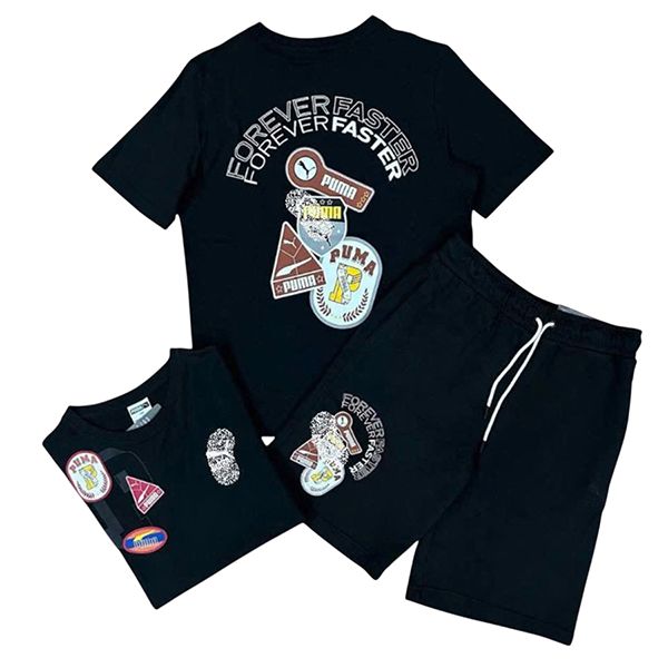 Bộ Quần Áo Cộc Tay Nam Puma Casual Printed Màu Đen Size XL (Form Á) - Thời trang - Vua Hàng Hiệu