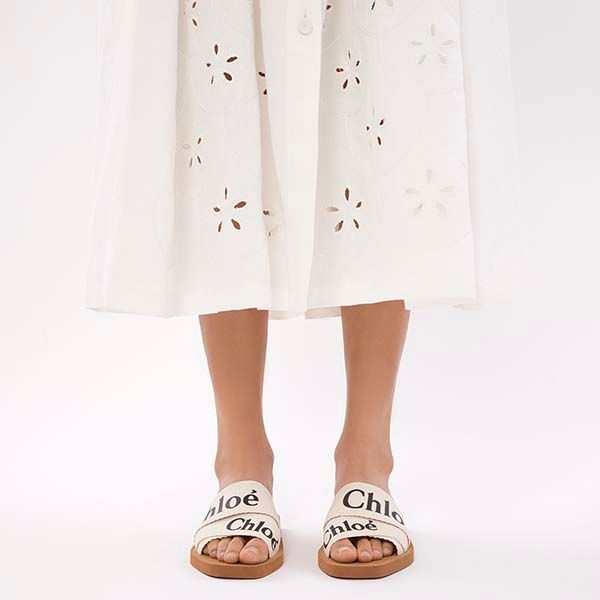 Dép Nữ Chloé Woody Mule Slides White Màu Trắng Size 35 - Dép - Vua Hàng Hiệu