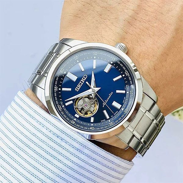 Đồng Hồ Nam Seiko Open Heart Blue SCVE051 Màu Bạc Xanh - Đồng hồ - Vua Hàng Hiệu