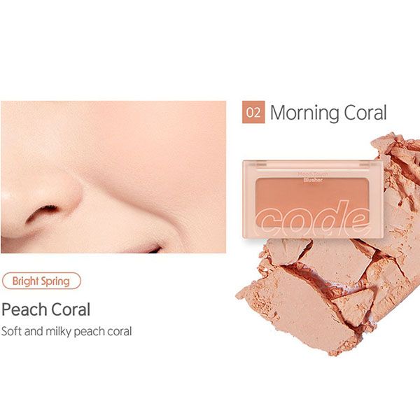 Phấn Má Code Glokolor Mood Touch Blusher 02 Morning Coral Màu Cam Sữa C_Mi - Trang điểm - Vua Hàng Hiệu