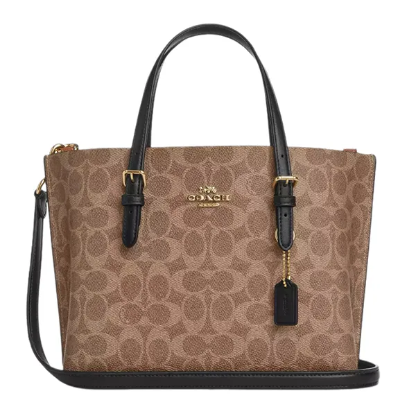 Túi Tote Nữ Coach Mollie Tote Bag 25 In Signature Canvas CV965 Màu Nâu Đen - Túi xách - Vua Hàng Hiệu