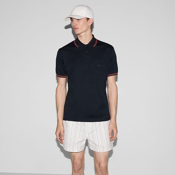 Áo Polo Nam Gucci Cotton Polo Shirt With Embroidery ‎795174 XJG5C 4330 Màu Xanh Đậm Size M - Thời trang - Vua Hàng Hiệu