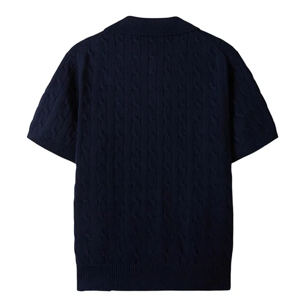 Áo Polo Nam WHOAU Steve Kara Cable Short Sleeve Knit WHKAE2412U_GS Màu Xanh Navy Size S - Thời trang - Vua Hàng Hiệu