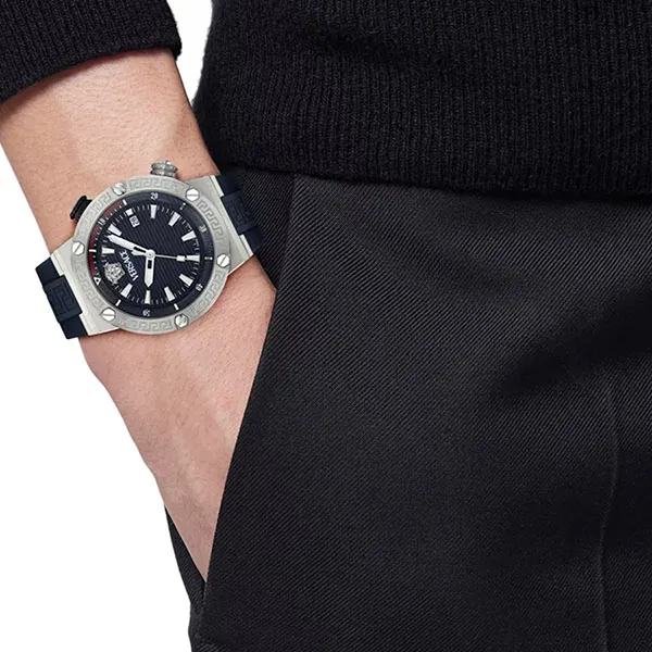 Đồng Hồ Nam Versace Greca Logo Diver Recycled PU Watch VE8G00124 Màu Xanh Blue - Đồng hồ - Vua Hàng Hiệu