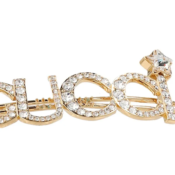 Kẹp Tóc Nữ Gucci Crystal Logo Hairpin Màu Vàng Gold - Phụ kiện - Vua Hàng Hiệu