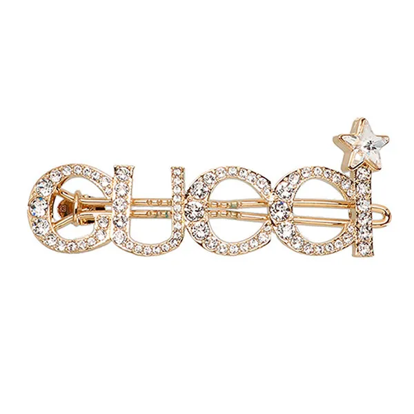 Kẹp Tóc Nữ Gucci Crystal Logo Hairpin Màu Vàng Gold - Phụ kiện - Vua Hàng Hiệu