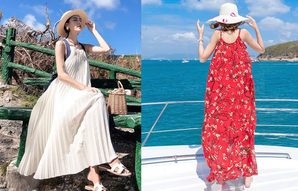 Top 9 kiểu váy đi biển cho mẹ bầu che bụng, tôn dáng nên sở hữu