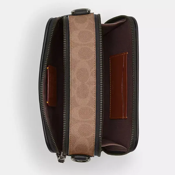 Túi Đeo Chéo Coach Wyatt Crossbody Bag In Blocked Signature Canvas Crossbody Bag CAB80 Màu Đen Nâu - Túi xách - Vua Hàng Hiệu
