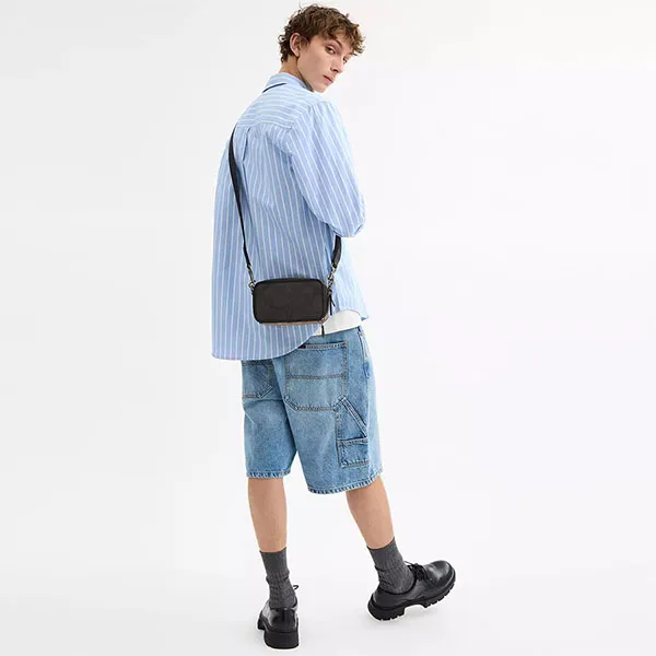 Túi Đeo Chéo Coach Wyatt Crossbody Bag In Blocked Signature Canvas Crossbody Bag CAB80 Màu Đen Nâu - Túi xách - Vua Hàng Hiệu