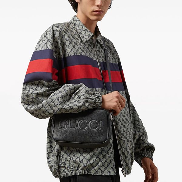 Túi Đeo Chéo Gucci Logo-Embroidered Leather Mini Shoulder Bag 768391 AACYX 8446 Màu Đen - Túi xách - Vua Hàng Hiệu