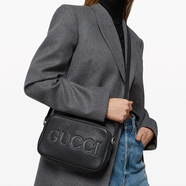 Túi Đeo Chéo Gucci Logo-Embroidered Leather Mini Shoulder Bag 768391 AACYX 8446 Màu Đen - Túi xách - Vua Hàng Hiệu