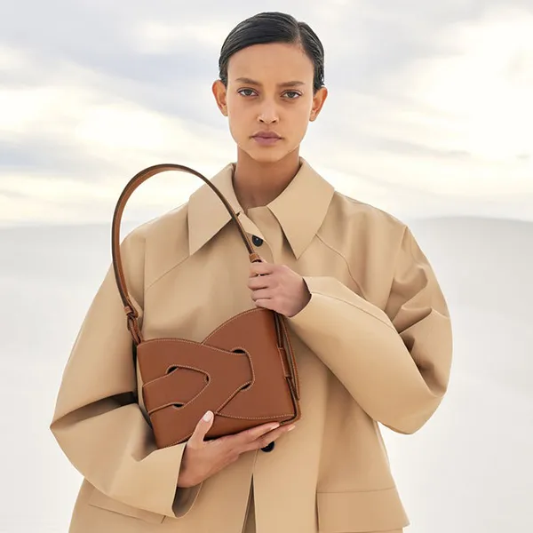 Túi Đeo Vai Nữ Polène Noodles Smooth Leather Shoulder Bags Cognac Màu Nâu - Túi xách - Vua Hàng Hiệu