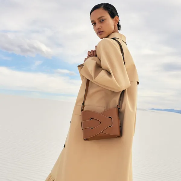 Túi Đeo Vai Nữ Polène Noodles Smooth Leather Shoulder Bags Cognac Màu Nâu - Túi xách - Vua Hàng Hiệu