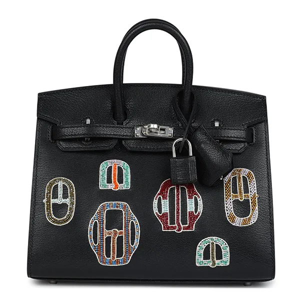 Túi Xách Tay Nữ Hermès Birkin 20 Sellier Bouclerie Moderne Black Chèvre Palladium Màu Đen - Túi xách - Vua Hàng Hiệu