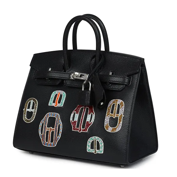 Túi Xách Tay Nữ Hermès Birkin 20 Sellier Bouclerie Moderne Black Chèvre Palladium Màu Đen - Túi xách - Vua Hàng Hiệu