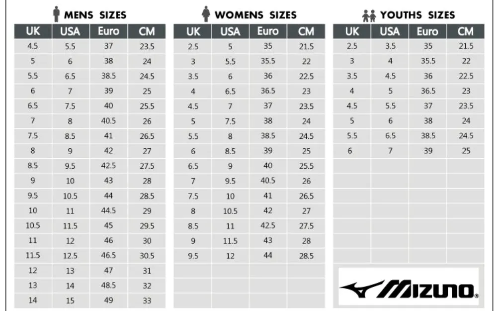 Tổng Hợp Bảng Size Giày Đá Bóng Nike,Adidas, Mizuno,...