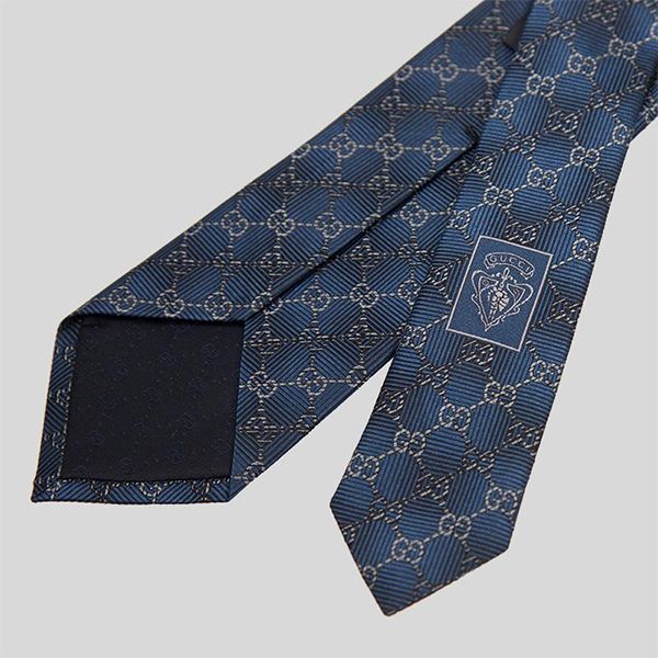 Cà Vạt Nam Gucci Signature Logo GGWEB Silk Tie Wire Blue 408869 Màu Xanh - Thời trang - Vua Hàng Hiệu