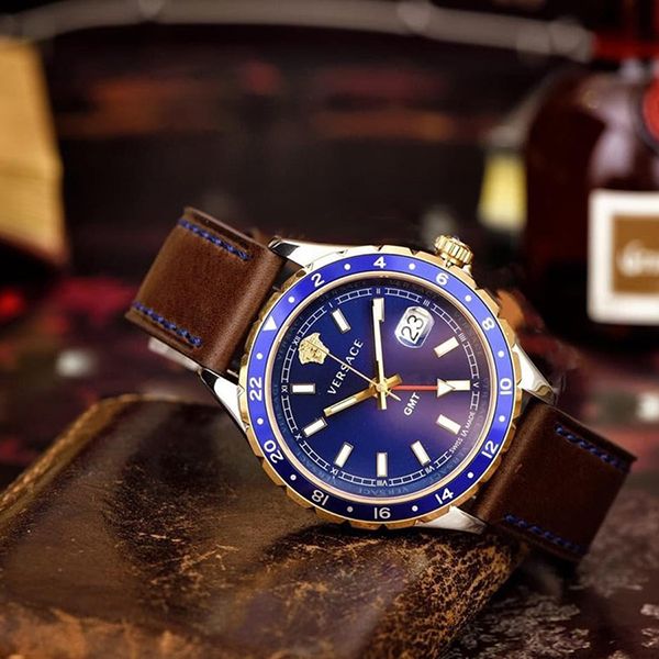 Đồng Hồ Nam Versace Hellenyium GMT Blue Dial Men's Watch V11080017 Màu Nâu/Xanh - Đồng hồ - Vua Hàng Hiệu