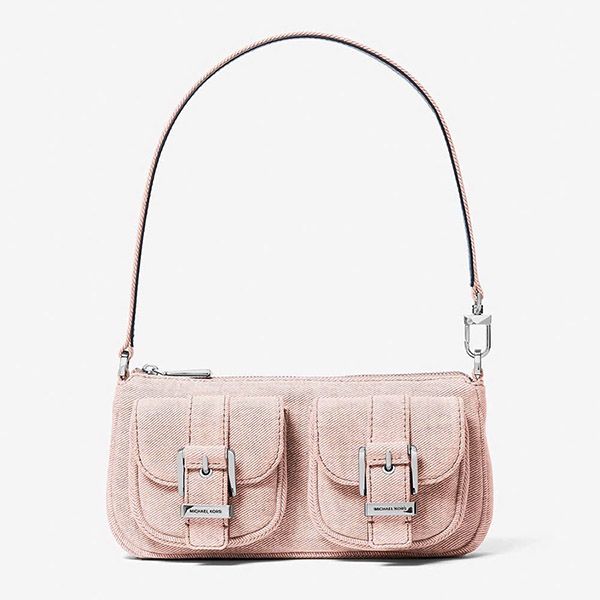 Túi Đeo Vai Nữ Michael Kors MK Zoe Small Washed Denim Pochette 32S5SZCU1C Màu Hồng - Túi xách - Vua Hàng Hiệu
