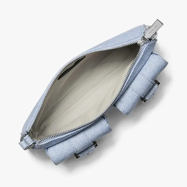Túi Đeo Vai Nữ Michael Kors MK Zoe Small Washed Denim Pochette 32S5SZCU5C422 Màu Xanh - Túi xách - Vua Hàng Hiệu