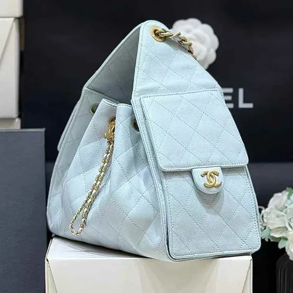 Túi Xách Tay Nữ Chanel 25 Small Handbag Grained Light Blue Màu Xanh Lam Sáng - Túi xách - Vua Hàng Hiệu