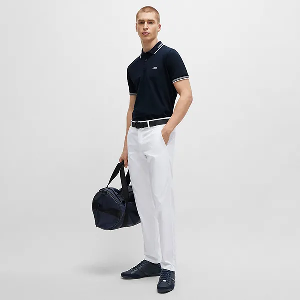 Áo Polo Nam Hugo Boss Stretch-cotton Slim-fit Polo Shirt With Branding 50506193 402 Màu Xanh Đen Size XL - Thời trang - Vua Hàng Hiệu