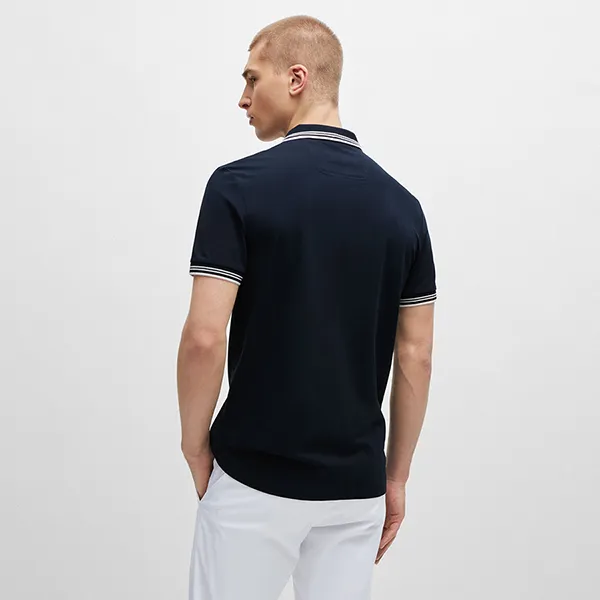 Áo Polo Nam Hugo Boss Stretch-cotton Slim-fit Polo Shirt With Branding 50506193 402 Màu Xanh Đen Size XL - Thời trang - Vua Hàng Hiệu