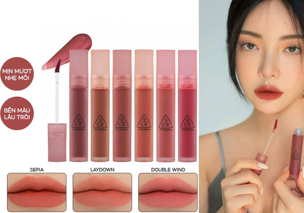Bảng Màu Son Môi 3CE: Cập Nhật Đầy Đủ Màu Son Hot Trend
