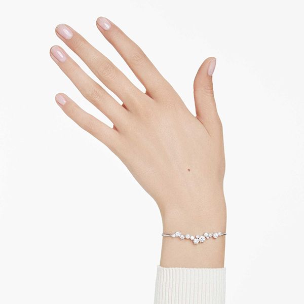 Vòng Đeo Tay Swarovski Constella Bangle Crystal Pearl, Round Cuts, White, Rhodium Plated 5705618 Màu Bạc - Trang sức - Vua Hàng Hiệu