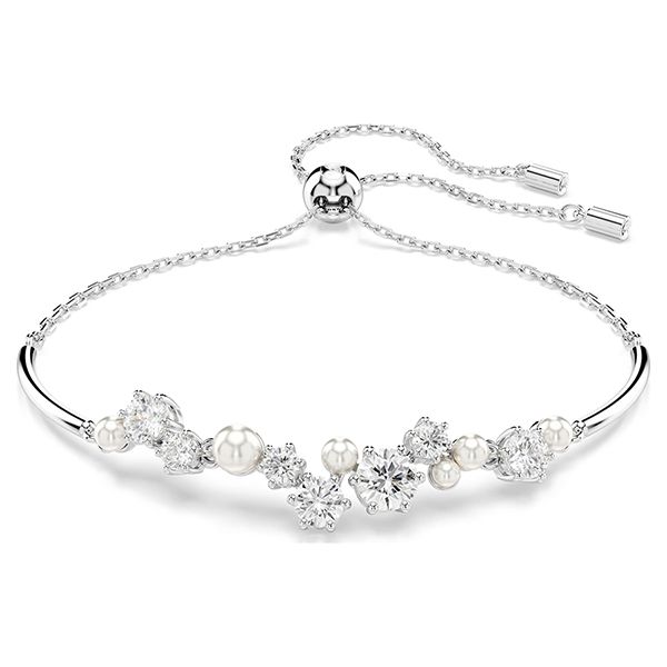 Vòng Đeo Tay Swarovski Constella Bangle Crystal Pearl, Round Cuts, White, Rhodium Plated 5705618 Màu Bạc - Trang sức - Vua Hàng Hiệu