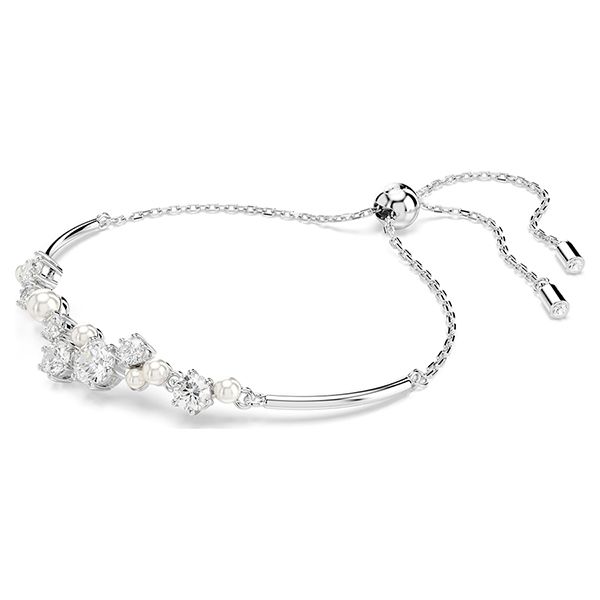 Vòng Đeo Tay Swarovski Constella Bangle Crystal Pearl, Round Cuts, White, Rhodium Plated 5705618 Màu Bạc - Trang sức - Vua Hàng Hiệu