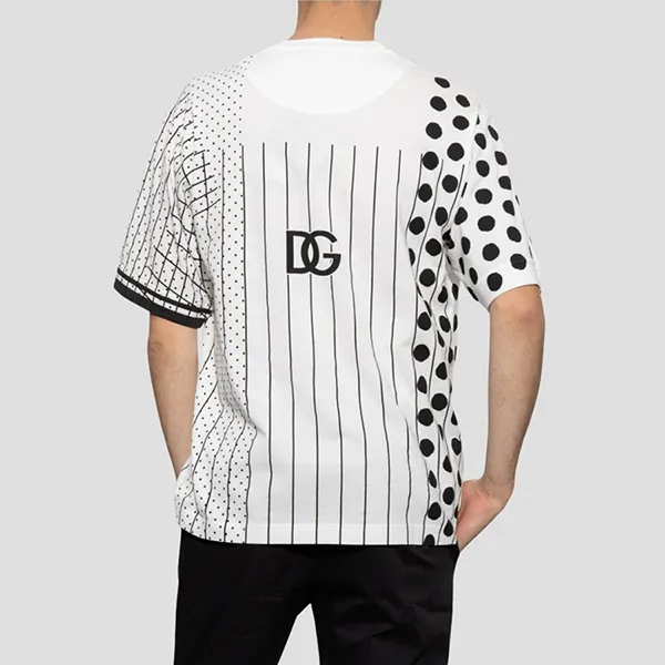 Áo Phông Nam Dolce & Gabbana D&G White Patterned Brogue Details G8NC5T G7C9O S9000 Tshirt Màu Trắng Đen Size 46 - Thời trang - Vua Hàng Hiệu
