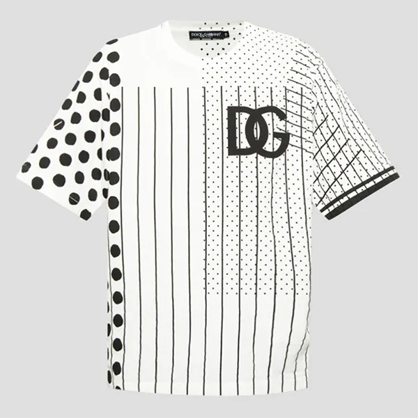 Áo Phông Nam Dolce & Gabbana D&G White Patterned Brogue Details G8NC5T G7C9O S9000 Tshirt Màu Trắng Đen Size 46 - Thời trang - Vua Hàng Hiệu