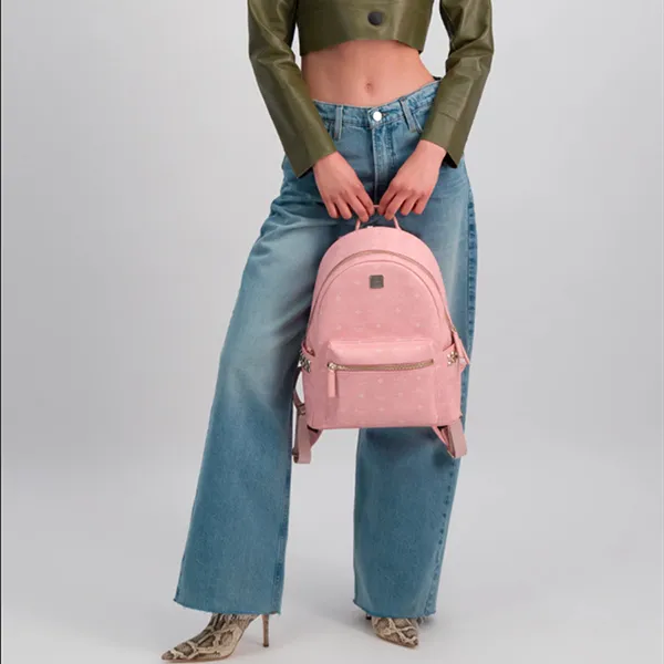 Balo Nữ MCM Visetos Stark Backpack Size Small Màu Hồng - Túi xách - Vua Hàng Hiệu