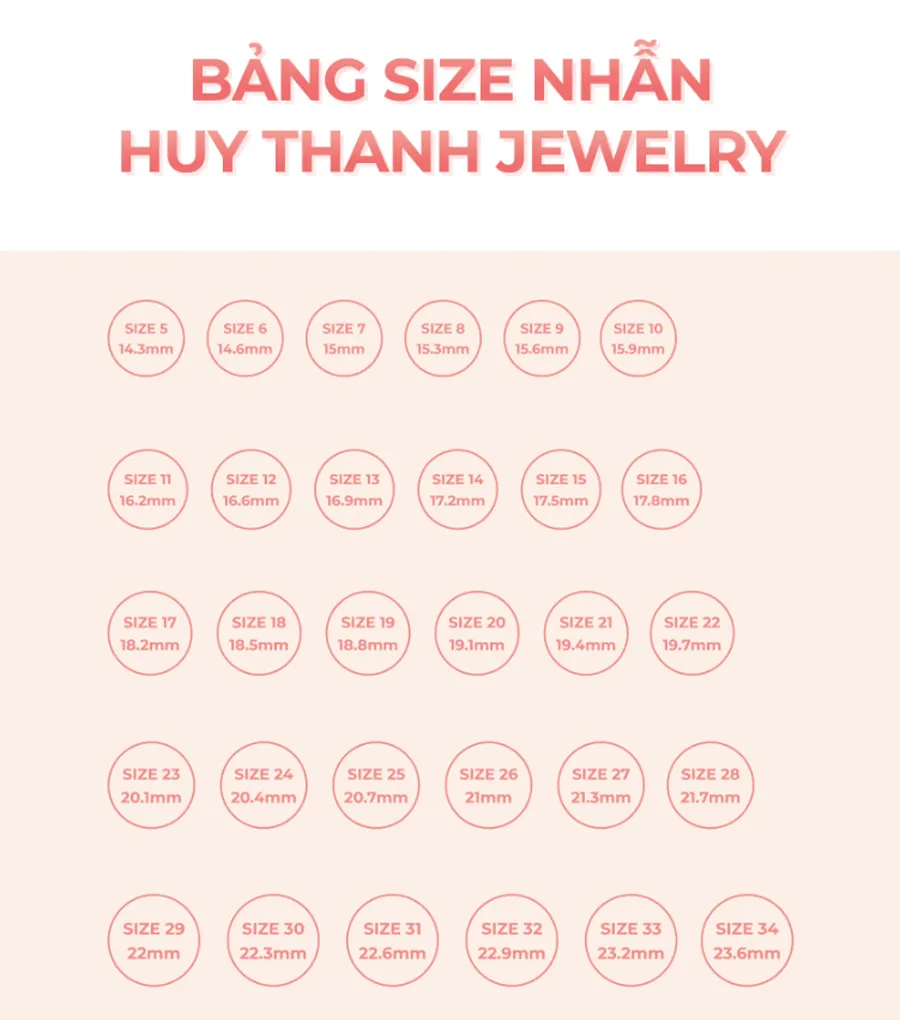 Bảng Size Nhẫn Quốc Tế Mới Cập Nhật, Chính Xác Và Đầy Đủ