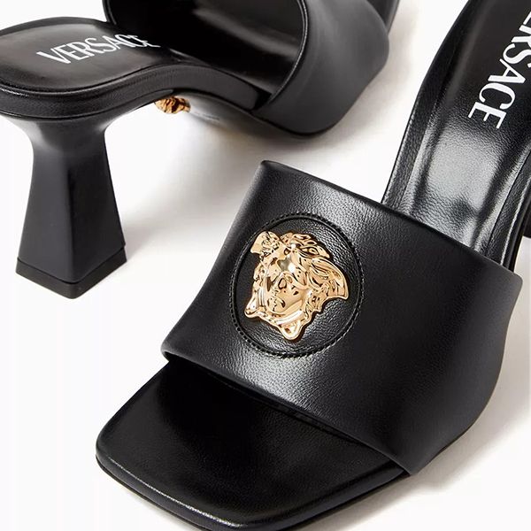 Dép Cao Gót Nữ Versace La Medusa 70 Sandals In Leather Màu Đen Size 36 - Dép - Vua Hàng Hiệu