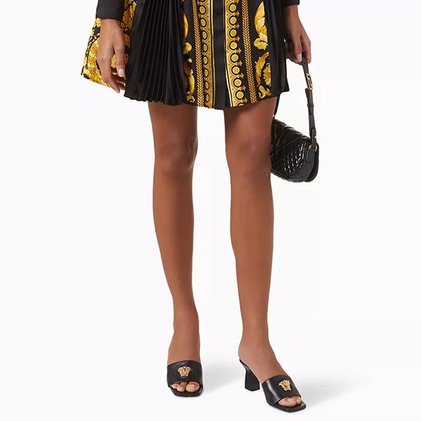 Dép Cao Gót Nữ Versace La Medusa 70 Sandals In Leather Màu Đen Size 36 - Dép - Vua Hàng Hiệu