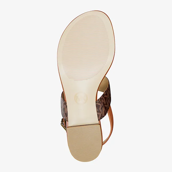 Dép Nữ Michael Kors MK Hannah Signature Logo T-Strap Sandal 49S5HNFS2B Màu Nâu Size 5.5 - Dép - Vua Hàng Hiệu